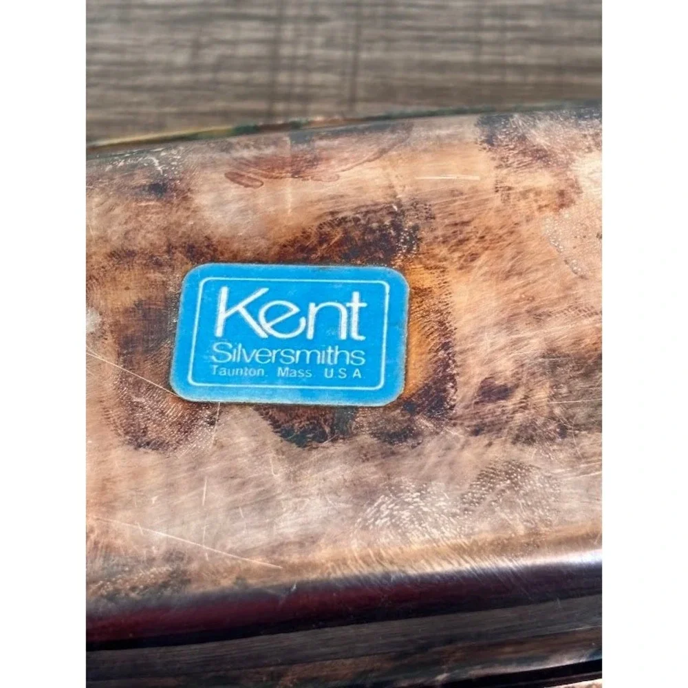 Kent Silversmiths Vintage Silverplate Butter‎ Dish with Glass Liner 3 Piece Set
